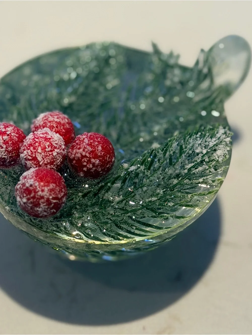 Holiday resin pine  with Red Frosted Berry Accents ornament